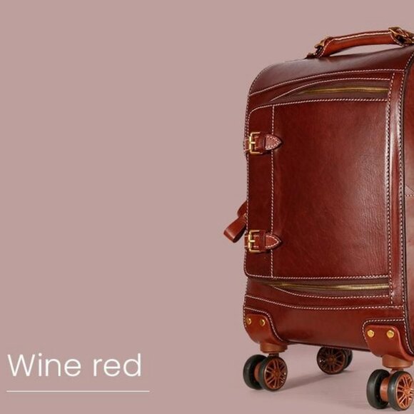 Genuine Leather Luxury Suitcase with Wheels: 18 inch/35 Liters - Picture 3 of 5